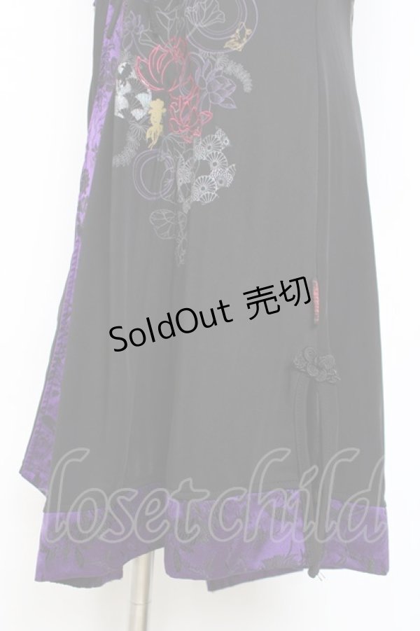 画像3: Ozz oneste / 和チャイナワンピース  黒×紫 Y-25-12-05-104-OO-OP-SZ-ZY (3)