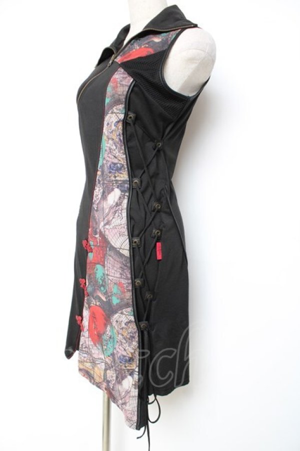 画像3: Ozz Croce / 柄切り替えチャイナチュニック  黒 Y-25-12-05-105-OO-OP-SZ-ZY (3)