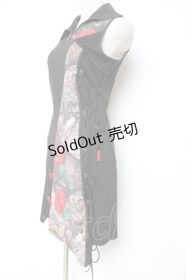 画像3: Ozz Croce / 柄切り替えチャイナチュニック  黒 Y-25-12-05-105-OO-OP-SZ-ZS (3)