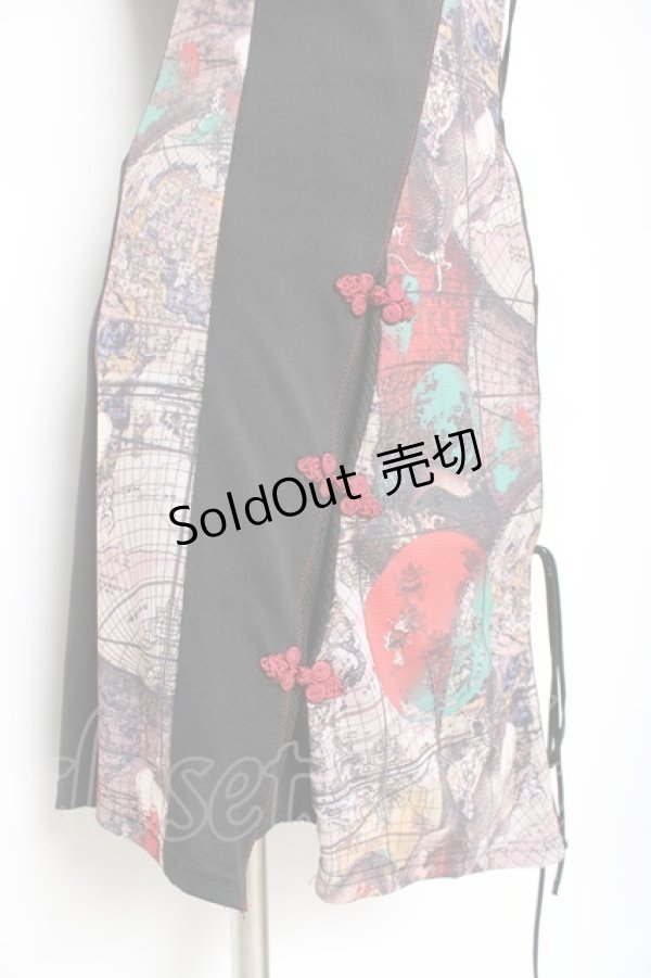 画像4: Ozz Croce / 柄切り替えチャイナチュニック  黒 Y-25-12-05-105-OO-OP-SZ-ZS (4)