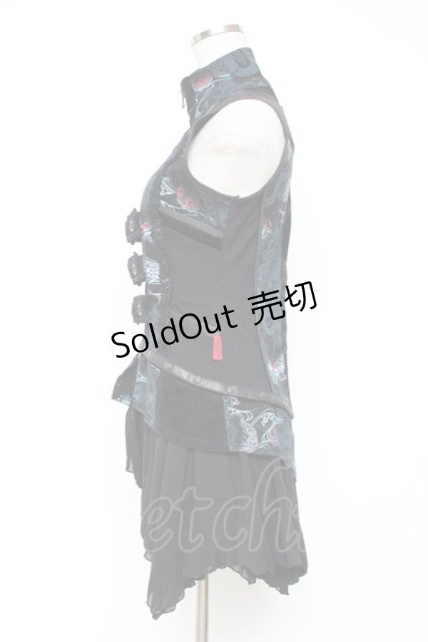 画像2: Ozz Croce / 龍プリント2WAYベスト  黒×ブルー Y-25-12-05-106-OO-TO-SZ-ZY (2)