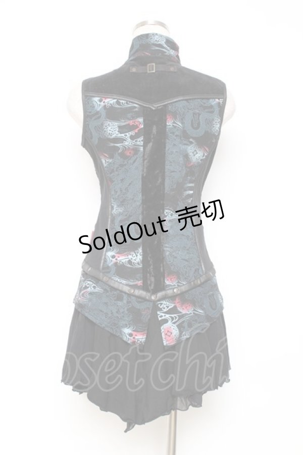 画像3: Ozz Croce / 龍プリント2WAYベスト  黒×ブルー Y-25-12-05-106-OO-TO-SZ-ZY (3)