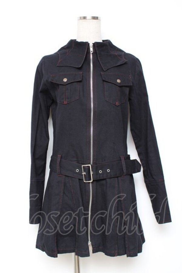 画像1: PEACE NOW / 蜘蛛の巣襟デニムワンピ  黒 Y-25-12-05-108-PU-OP-SZ-ZY (1)