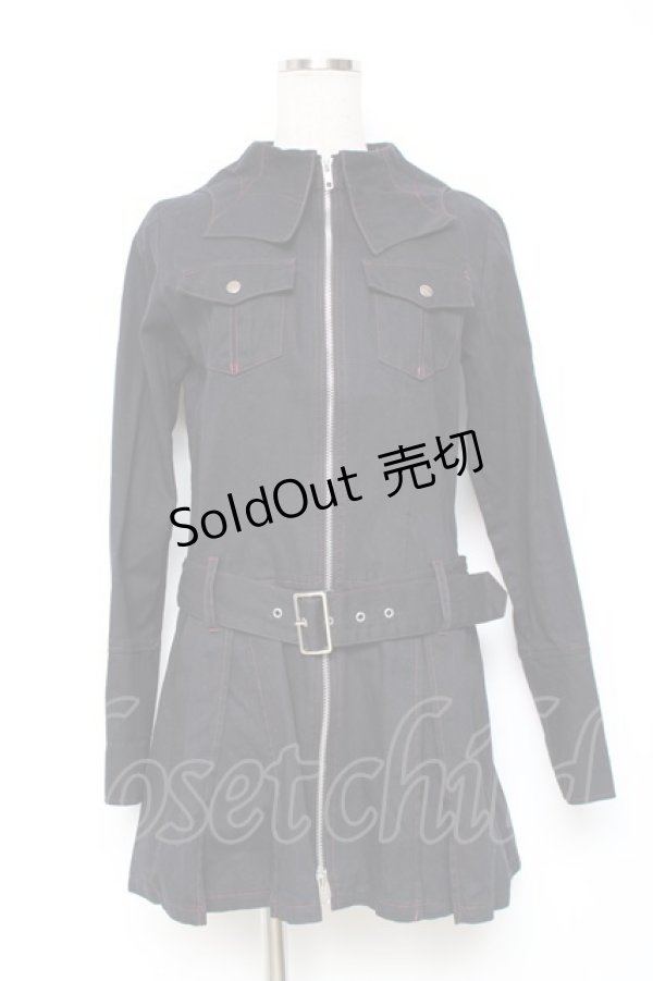 画像1: PEACE NOW / 蜘蛛の巣襟デニムワンピ  黒 Y-25-12-05-108-PU-OP-SZ-ZY (1)