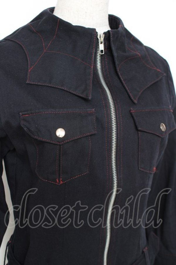 画像4: PEACE NOW / 蜘蛛の巣襟デニムワンピ  黒 Y-25-12-05-108-PU-OP-SZ-ZY (4)