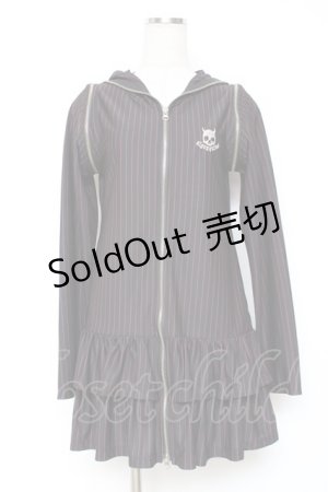 画像: ALGONQUINS / ストライプネコミミフードパーカー  黒 Y-25-12-05-109-AL-TO-SZ-ZY