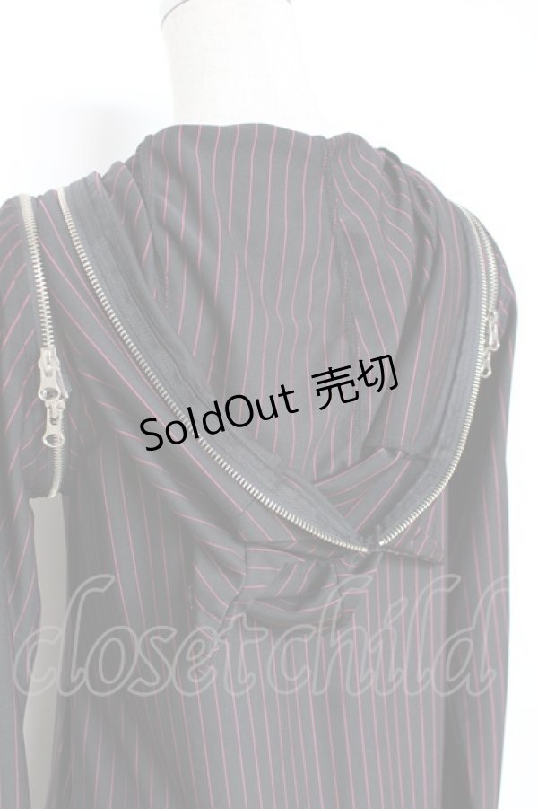 画像3: ALGONQUINS / ストライプネコミミフードパーカー  黒 Y-25-12-05-109-AL-TO-SZ-ZY (3)