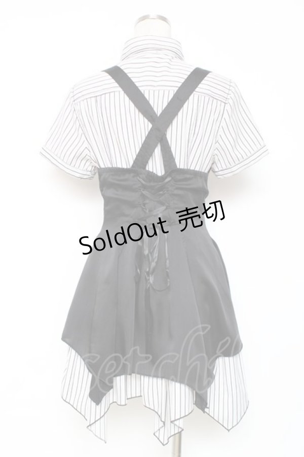 画像2: ALGONQUINS / 重ね着ストライプチュニ  黒 Y-25-12-05-112-AL-OP-SZ-ZY (2)