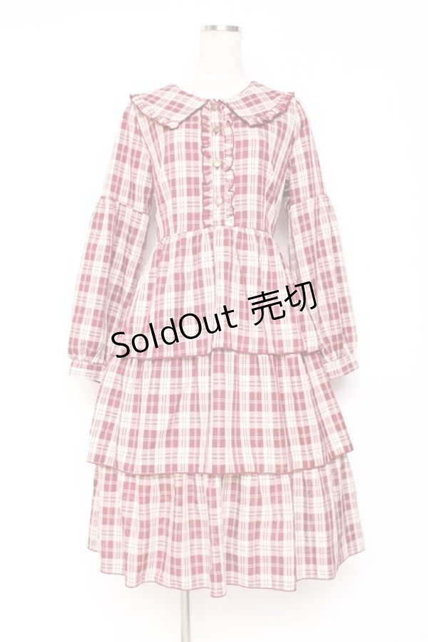 画像1: axes femme POETIQUE / ティアードフリルセーラーワンピース M 赤 Y-25-12-05-125-AX-OP-SZ-ZS (1)