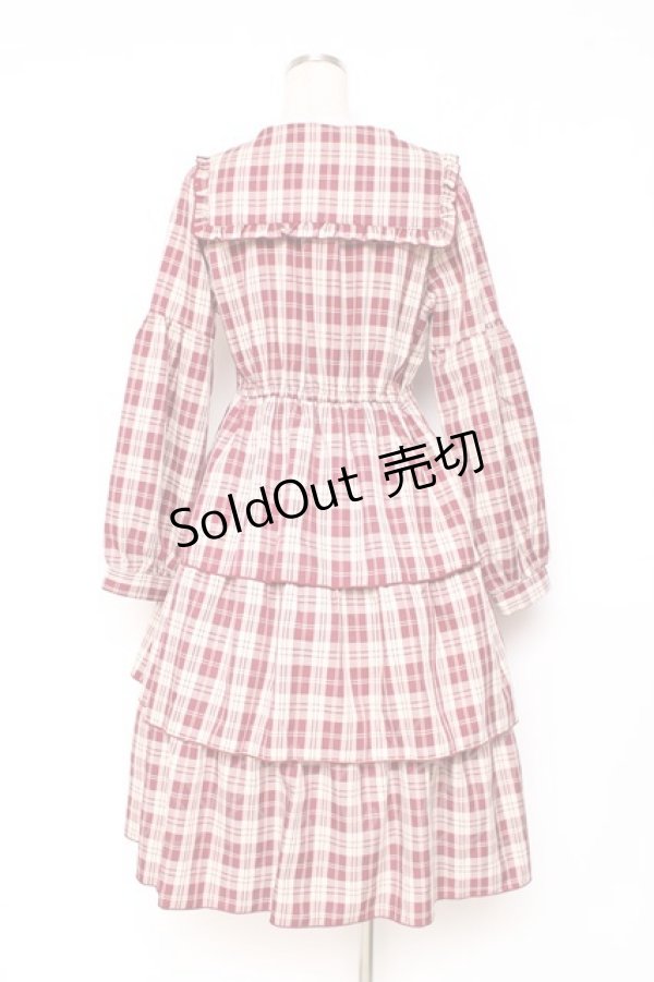 画像2: axes femme POETIQUE / ティアードフリルセーラーワンピース M 赤 Y-25-12-05-125-AX-OP-SZ-ZS (2)