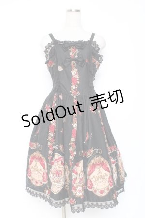 画像: ALICE and the PIRATES / いばらうさぎのペイサージュ柄ジャンパースカートII  黒 Y-25-12-05-128-PA-OP-SZ-ZY