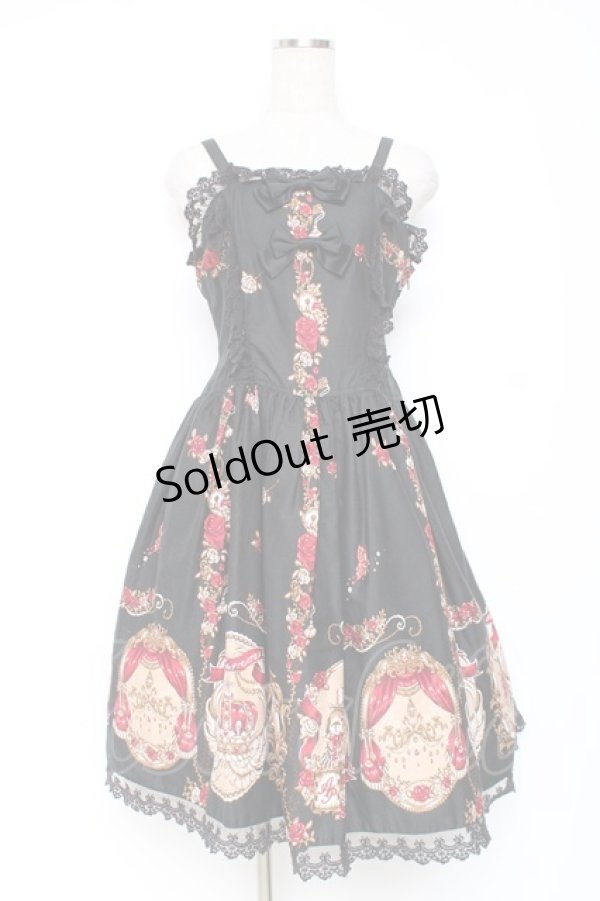 画像1: ALICE and the PIRATES / いばらうさぎのペイサージュ柄ジャンパースカートII  黒 Y-25-12-05-128-PA-OP-SZ-ZY (1)