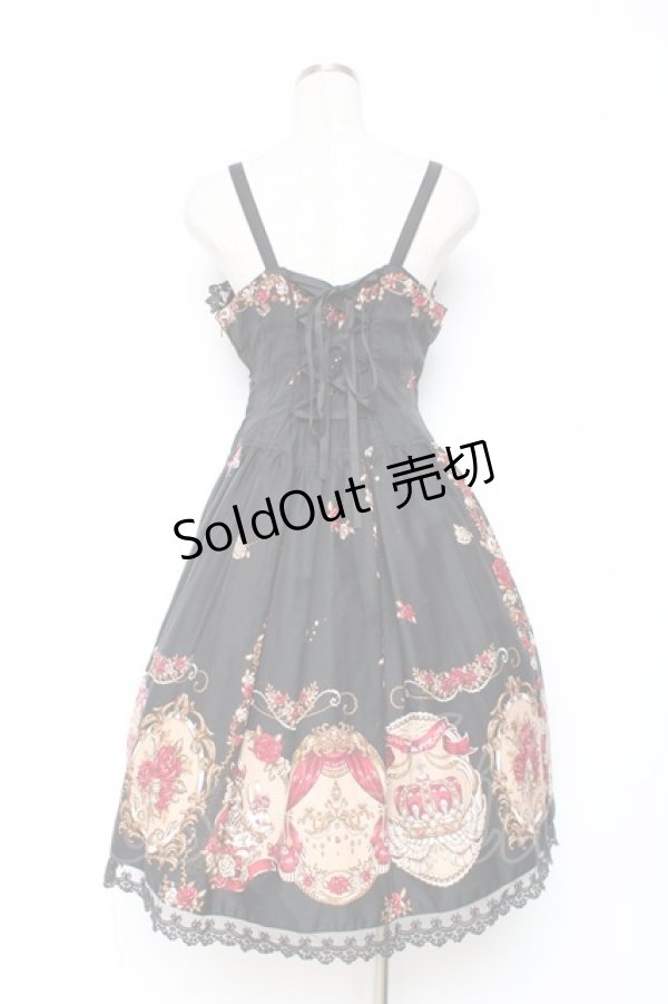 画像2: ALICE and the PIRATES / いばらうさぎのペイサージュ柄ジャンパースカートII  黒 Y-25-12-05-128-PA-OP-SZ-ZY (2)