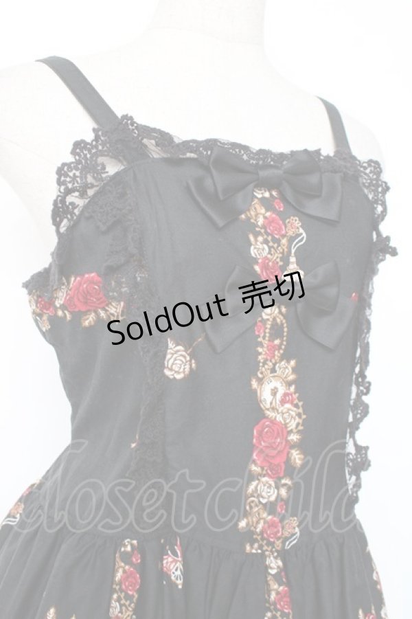 画像3: ALICE and the PIRATES / いばらうさぎのペイサージュ柄ジャンパースカートII  黒 Y-25-12-05-128-PA-OP-SZ-ZY (3)