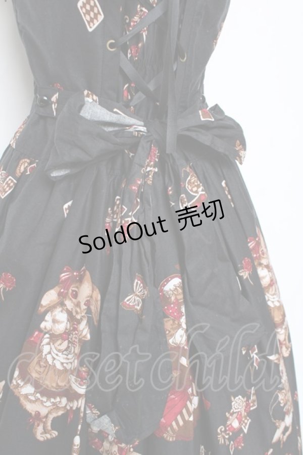 画像3: ALICE and the PIRATES / ワンダーラビットのマジカルトランプティーパーティ柄ジャンパースカートセット  黒 Y-25-12-05-130-PA-OP-SZ-ZY (3)