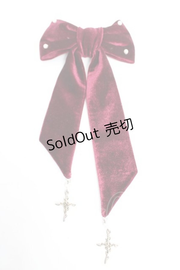 画像1: LOLITA / ベロアリボンクリップブローチ  ワイン Y-25-12-05-003-LO-ZA-SZ-ZY (1)