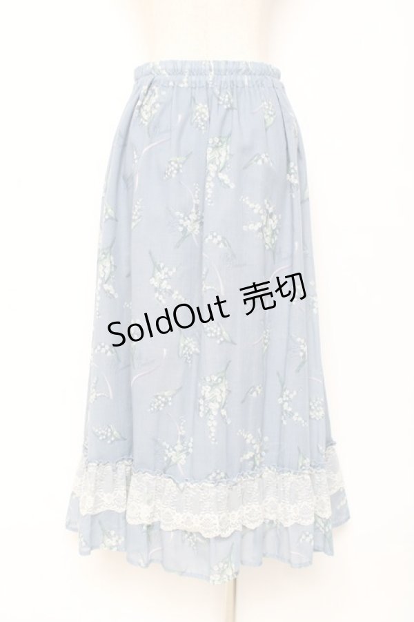 画像2: axes femme / すずらん柄前ボタンスカート M サックス Y-25-12-05-151-AX-SK-SZ-ZS (2)