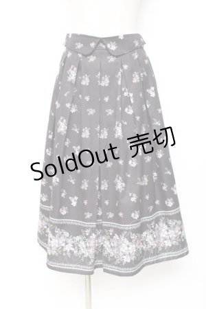 画像: axes femme / すみれ柄サス付スカート M 黒 Y-25-12-05-152-AX-SK-SZ-ZI