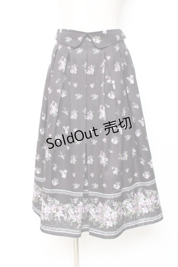 画像1: axes femme / すみれ柄サス付スカート M 黒 Y-25-12-05-152-AX-SK-SZ-ZI (1)