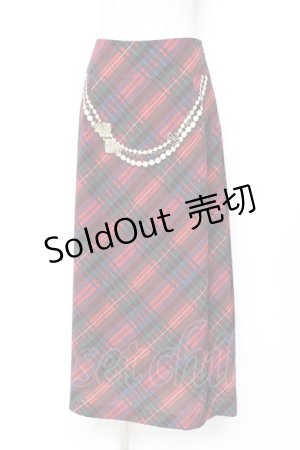 画像: Franche Lippee / タータンチェック×パールチェーンptスカート M 赤 Y-25-12-05-154-LO-SK-SZ-ZY