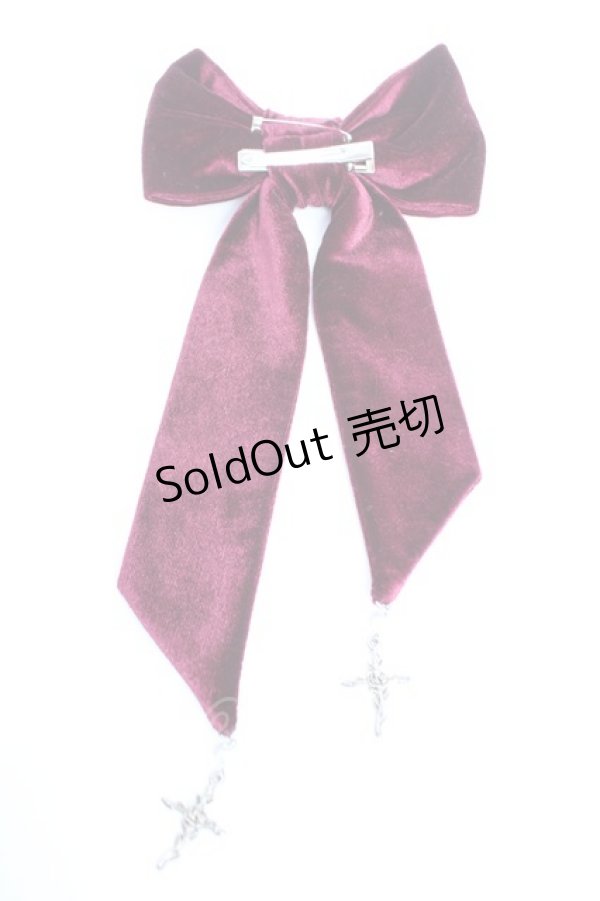 画像2: LOLITA / ベロアリボンクリップブローチ  ワイン Y-25-12-05-003-LO-ZA-SZ-ZY (2)