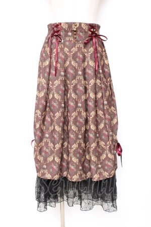 画像: axes femme / ブロッサム柄ドロストスカート  ブラウン Y-25-12-05-156-AX-SK-SZ-ZI