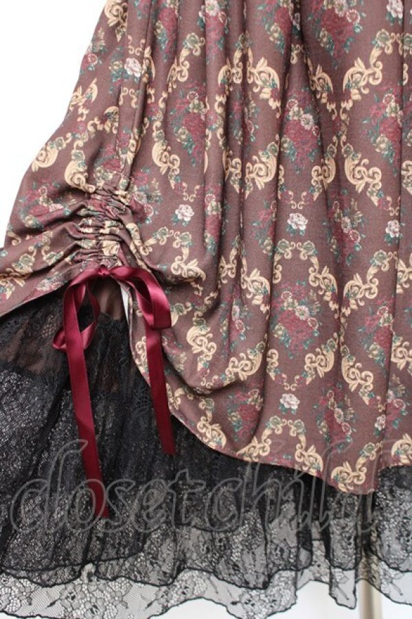 画像4: axes femme / ブロッサム柄ドロストスカート  ブラウン Y-25-12-05-156-AX-SK-SZ-ZI (4)