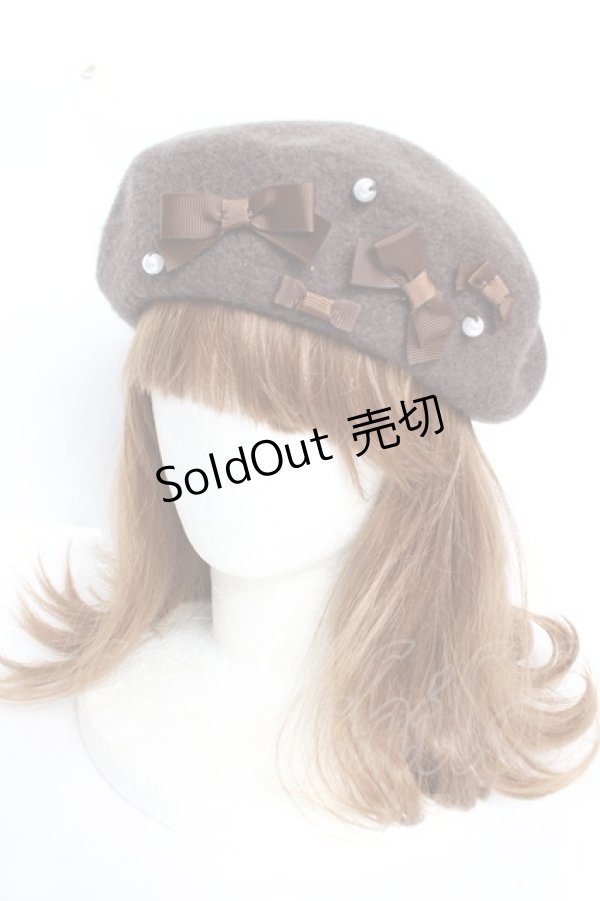 画像1: m petit by misako / AMミニリボンバスクベレー  ブラウン Y-25-12-05-027-LO-AC-SZ-ZY (1)