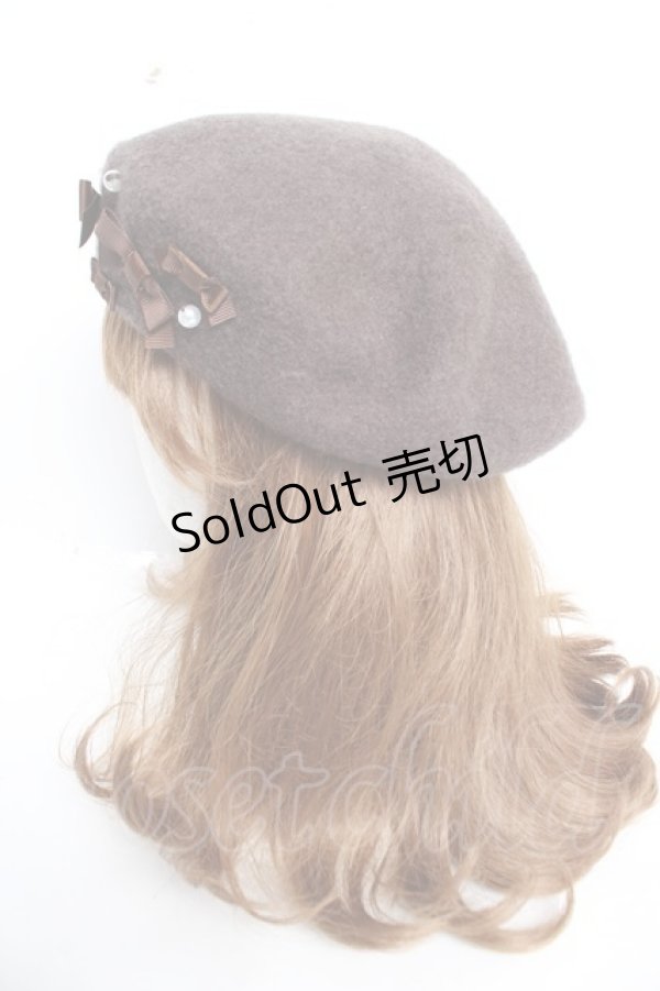 画像2: m petit by misako / AMミニリボンバスクベレー  ブラウン Y-25-12-05-027-LO-AC-SZ-ZY (2)