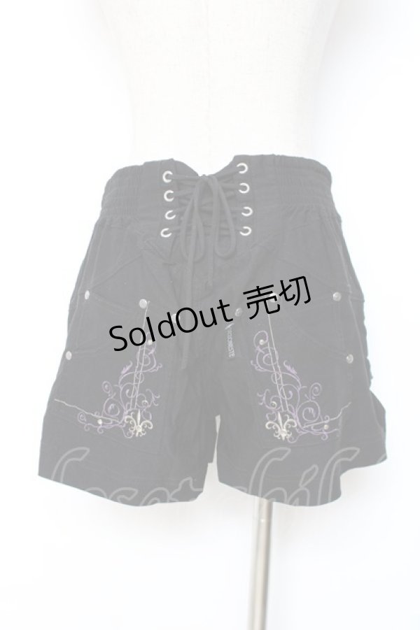 画像3: Ozz oneste / 百合刺繍ショートパンツ  黒×紫 Y-25-12-05-167-OO-PA-SZ-ZY (3)