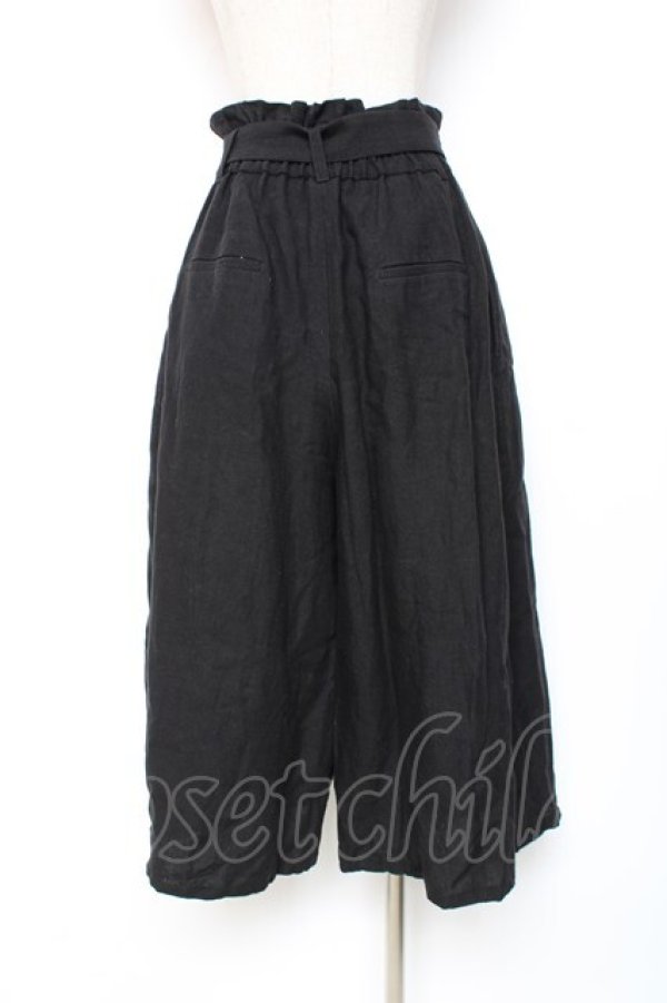 画像2: Franche Lippee / リボン付き麻ガウチョパンツ M 黒 Y-25-12-05-168-LO-PA-SZ-ZY (2)