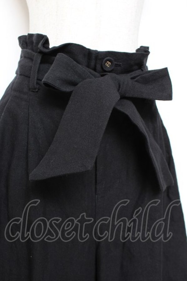 画像3: Franche Lippee / リボン付き麻ガウチョパンツ M 黒 Y-25-12-05-168-LO-PA-SZ-ZY (3)