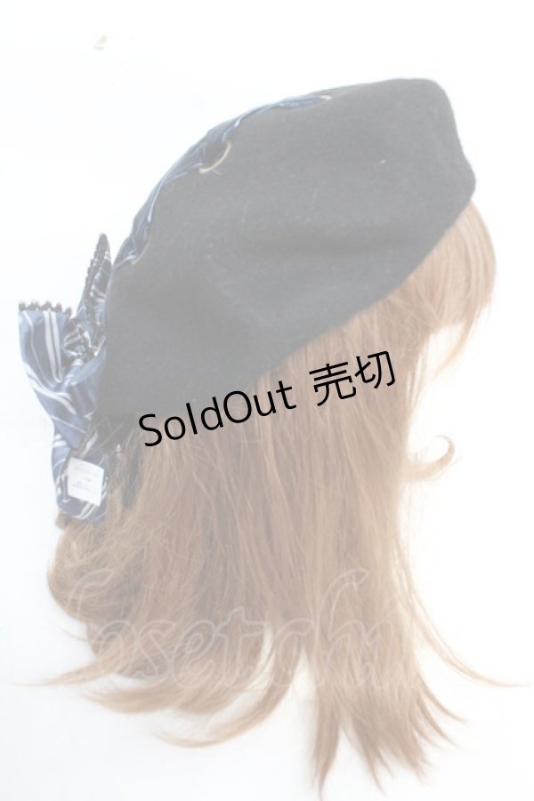 画像4: ATELIER PIERROT / ハリー・ポッターリボンブローチ付きレースアップベレー帽  レイブンクロー（ブルー） Y-25-12-05-034-EL-ZA-KB-ZY (4)