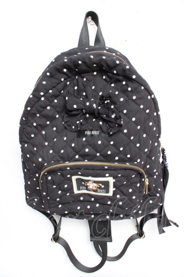 画像1: PINK HOUSE / 水玉リボンリュック  黒 Y-25-12-05-038-LO-BG-SZ-ZY (1)