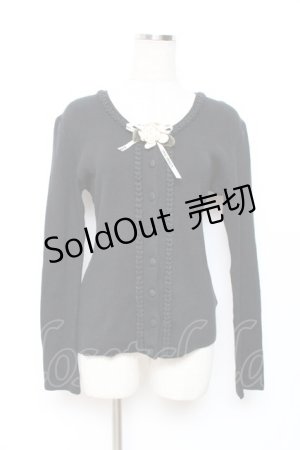 画像: KANEKO ISAO / カメリアモチーフ付きカーディガン  黒 Y-25-12-08-001-EL-TO-SZ-ZY