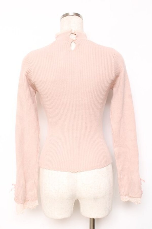 画像2: LIZ LISA / 袖レース付きリブニット 0 ピンク Y-25-12-08-026-LO-TO-SZ-ZY (2)