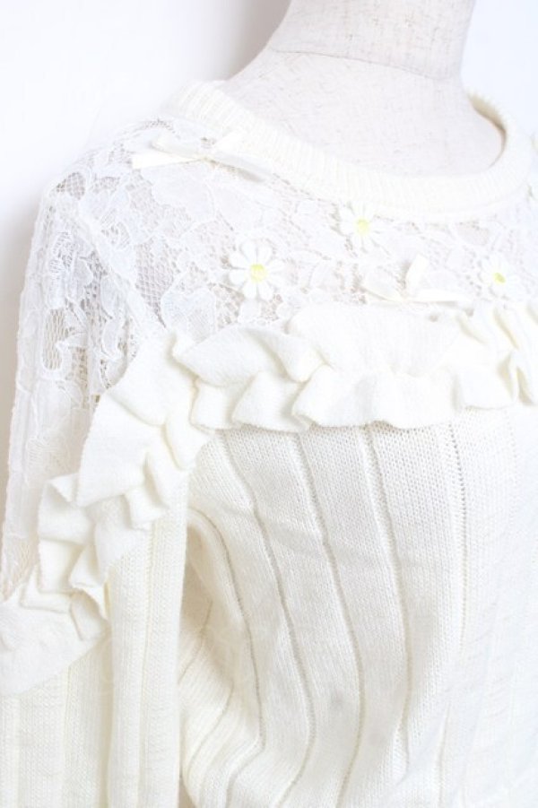 画像5: LIZ LISA / フラワー刺繍フリルニットトップス 0 アイボリー Y-25-12-08-027-LO-TO-SZ-ZY (5)
