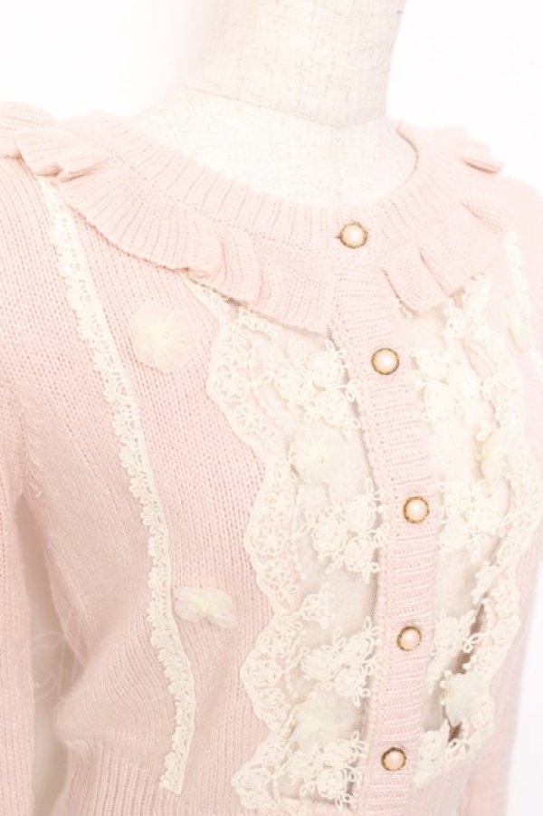 画像4: LIZ LISA / レース×フラワーモチーフニットカーディガン 0 ピンク Y-25-12-08-028-LO-TO-SZ-ZY (4)