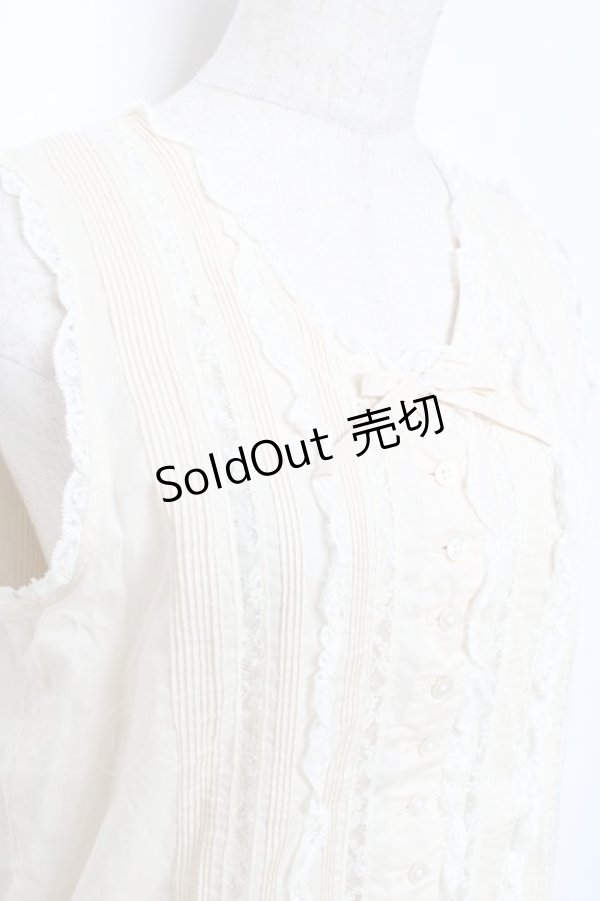 画像4: INGEBORG / ピンタックノースリブラウス  キナリ Y-25-12-08-005-LO-BL-SZ-ZT0215P (4)