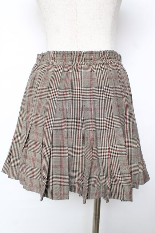 画像2: LIZ LISA / チェックプリーツ巻き風スカパン 0 カーキブラウン Y-25-12-08-037-LO-SK-SZ-ZY (2)