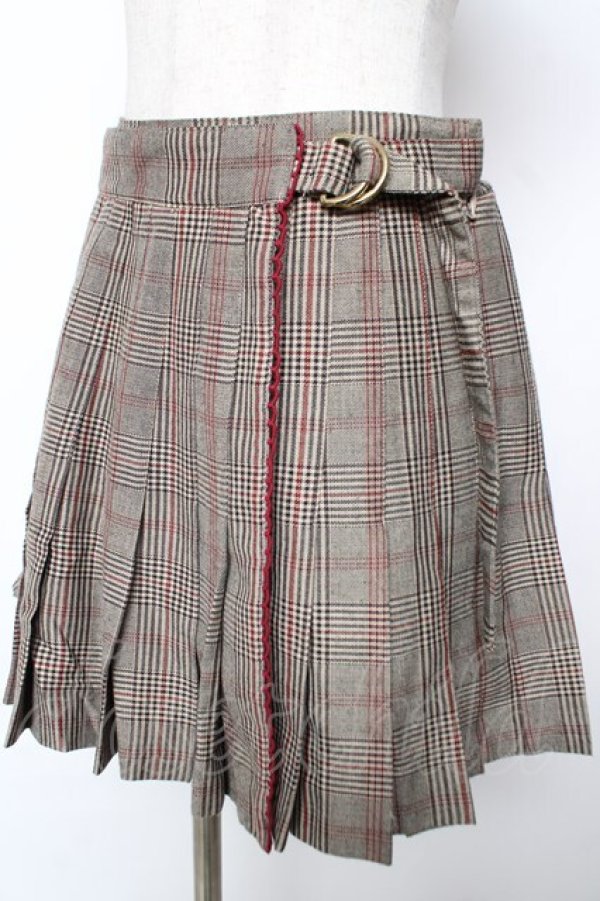 画像3: LIZ LISA / チェックプリーツ巻き風スカパン 0 カーキブラウン Y-25-12-08-037-LO-SK-SZ-ZY (3)