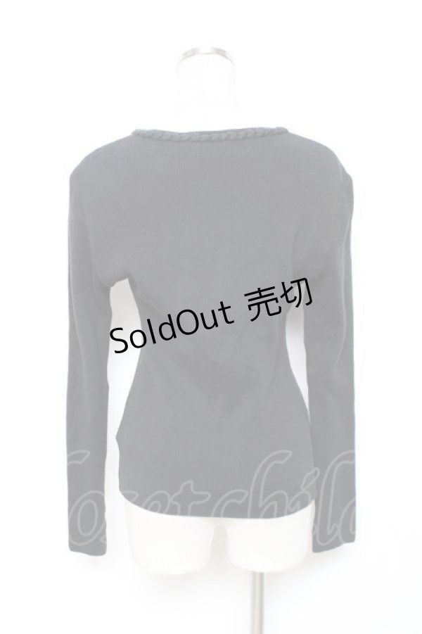 画像2: KANEKO ISAO / カメリアモチーフ付きカーディガン  黒 Y-25-12-08-001-EL-TO-SZ-ZY (2)