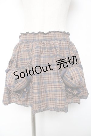 画像: PINK HOUSE / くまモチーフ付きチェックエプロン  ブラウン×ネイビー Y-25-12-08-048-LO-ZA-SZ-ZY