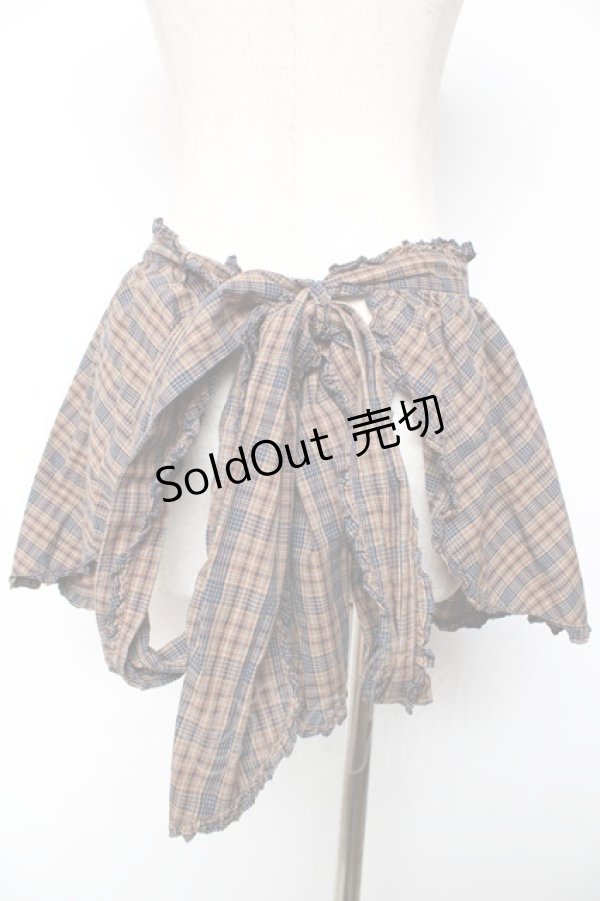 画像2: PINK HOUSE / くまモチーフ付きチェックエプロン  ブラウン×ネイビー Y-25-12-08-048-LO-ZA-SZ-ZY (2)