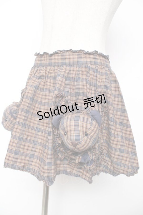 画像3: PINK HOUSE / くまモチーフ付きチェックエプロン  ブラウン×ネイビー Y-25-12-08-048-LO-ZA-SZ-ZY (3)