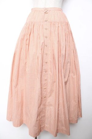 画像: WONDERFUL WORLD / サンタ刺繍ギンガムスカート  ピンク Y-25-12-08-050-LO-SK-SZ-ZY