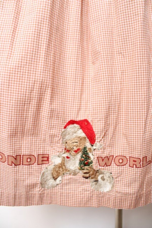 画像3: WONDERFUL WORLD / サンタ刺繍ギンガムスカート  ピンク Y-25-12-08-050-LO-SK-SZ-ZY (3)