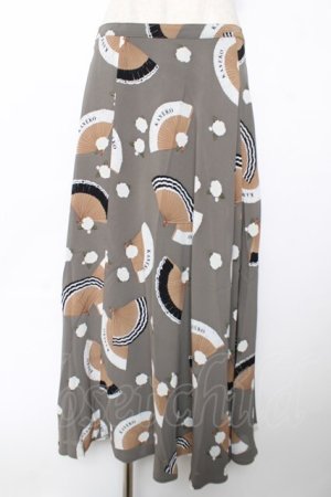 画像: KANEKO ISAO / 扇子柄スカート  グレー Y-25-12-08-061-EL-SK-SZ-ZY