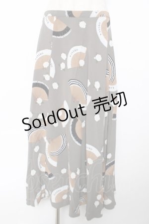 画像: KANEKO ISAO / 扇子柄スカート  グレー Y-25-12-08-061-EL-SK-SZ-ZY