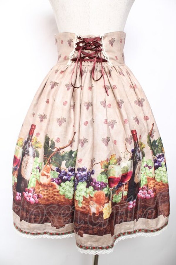 画像2: ALICE and the PIRATES / 秘密の冒険と幸せのワイナリー柄スカート  ベージュ Y-25-12-08-068-PA-SK-SZ-ZY (2)